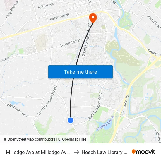 Milledge Ave at Milledge Ave Ext Ib to Hosch Law Library Annex map