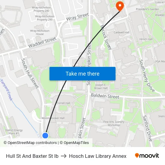 Hull St And Baxter St Ib to Hosch Law Library Annex map