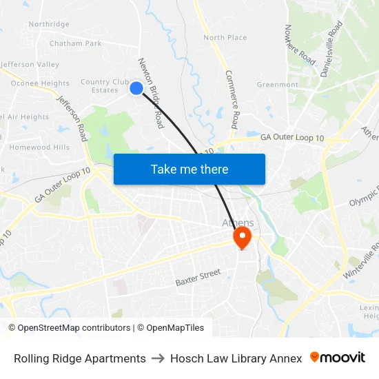 Rolling Ridge Apartments to Hosch Law Library Annex map