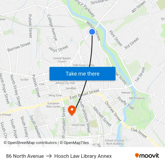 86 North Avenue to Hosch Law Library Annex map