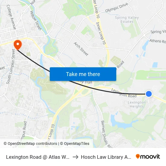 Lexington Road @ Atlas Way Ib to Hosch Law Library Annex map