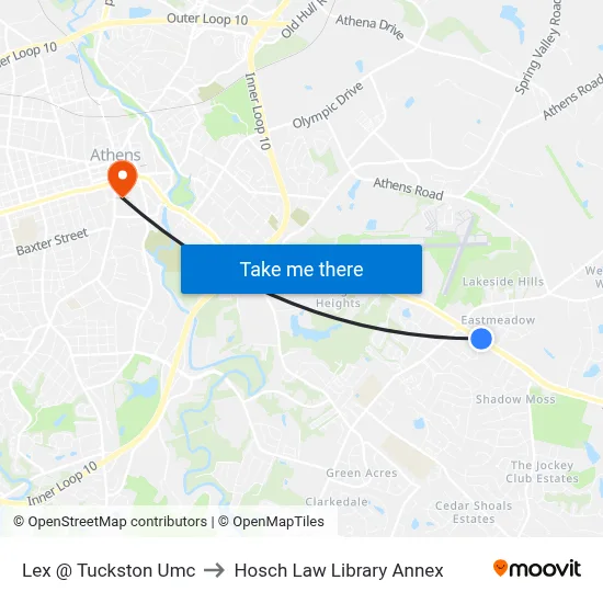 Lex @ Tuckston Umc to Hosch Law Library Annex map