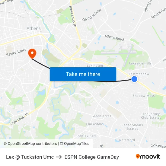 Lex @ Tuckston Umc to ESPN College GameDay map