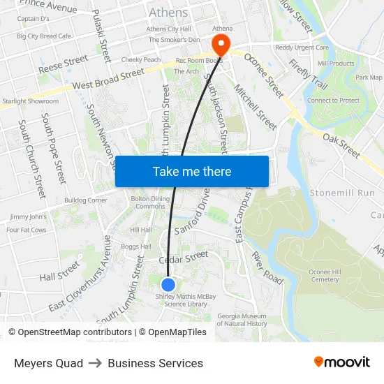 Meyers Quad to Business Services map