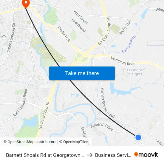 Barnett Shoals Rd at Georgetown Cir Ib to Business Services map
