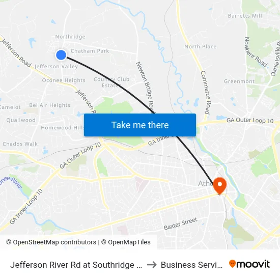 Jefferson River Rd at Southridge Dr Ib to Business Services map