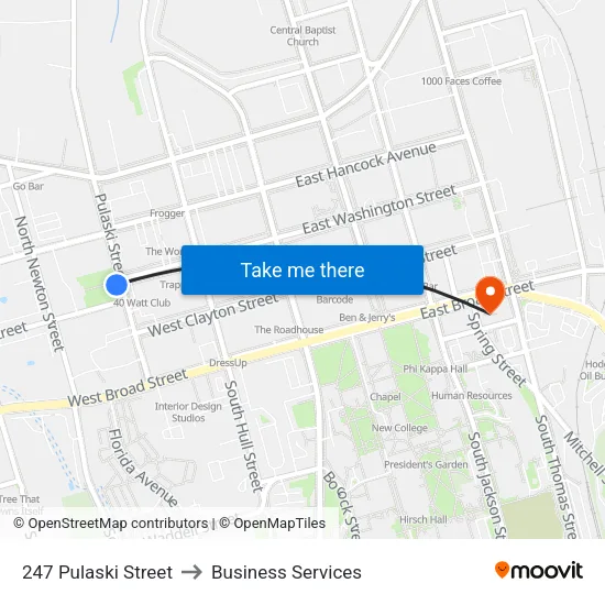 247 Pulaski Street to Business Services map