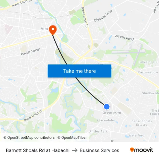 Barnett Shoals Rd at Habachi to Business Services map