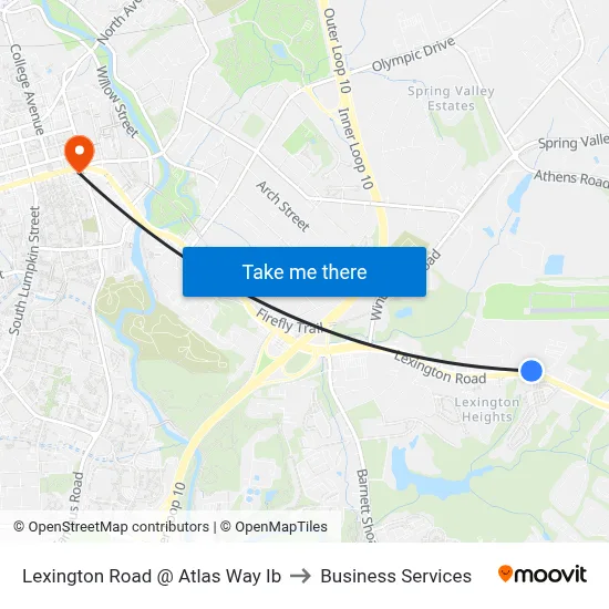 Lexington Road @ Atlas Way Ib to Business Services map