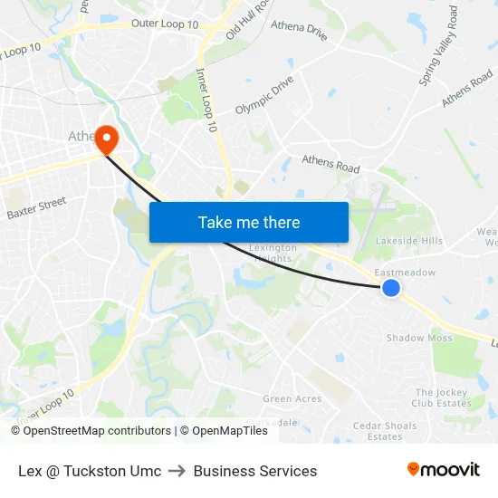 Lex @ Tuckston Umc to Business Services map