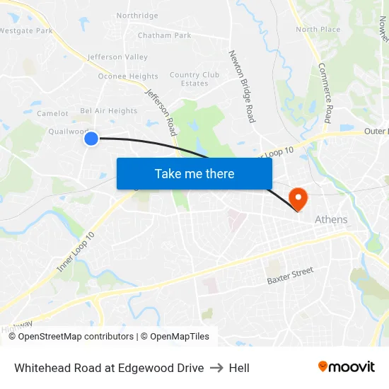 Whitehead Road at Edgewood Drive to Hell map