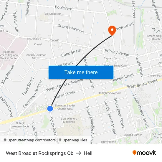 West Broad at Rocksprings Ob to Hell map