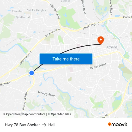 Hwy 78 Bus Shelter to Hell map