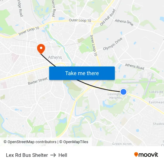 Lex Rd Bus Shelter to Hell map