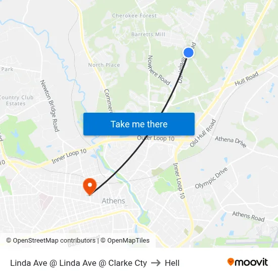 Linda Ave @ Linda Ave @ Clarke Cty to Hell map