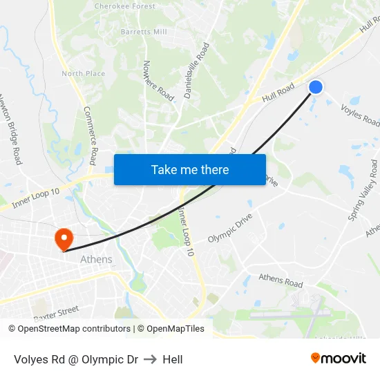 Volyes Rd @ Olympic Dr to Hell map