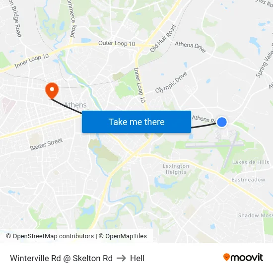 Winterville Rd @ Skelton Rd to Hell map