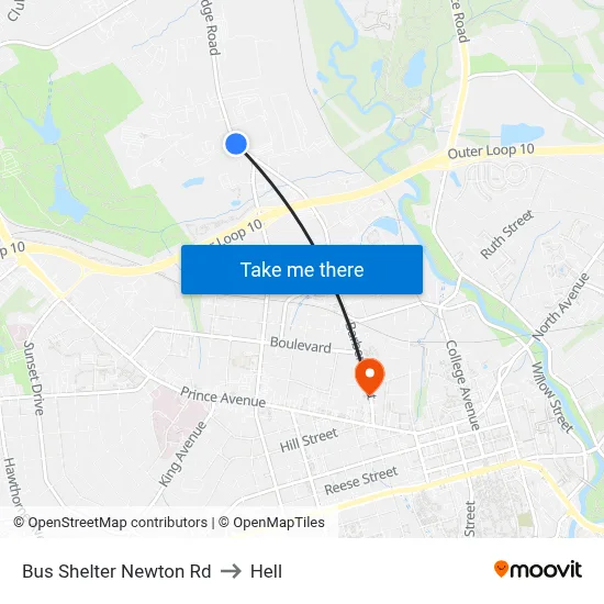 Bus Shelter Newton Rd to Hell map