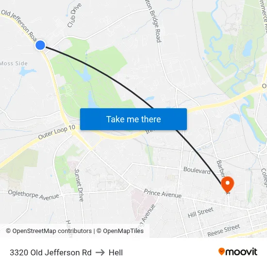3320 Old Jefferson Rd to Hell map