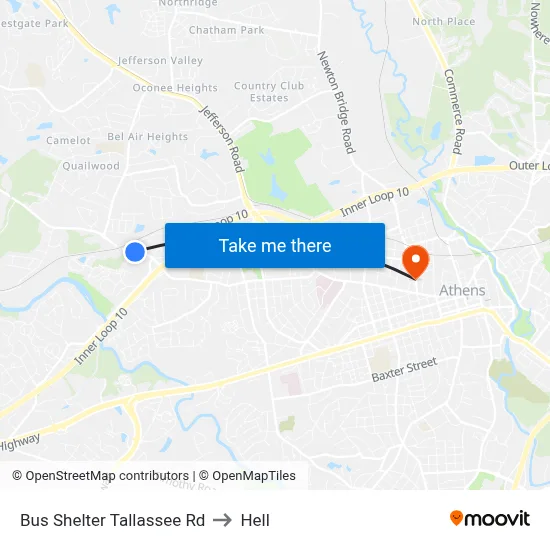 Bus Shelter Tallassee Rd to Hell map