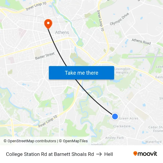 College Station Rd at Barnett Shoals Rd to Hell map