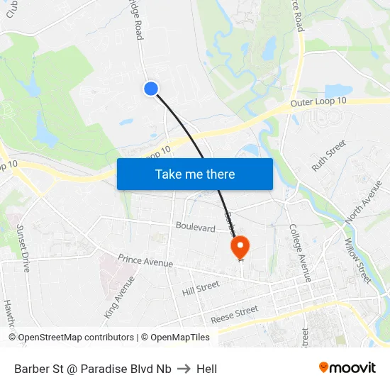 Barber St @ Paradise Blvd Nb to Hell map