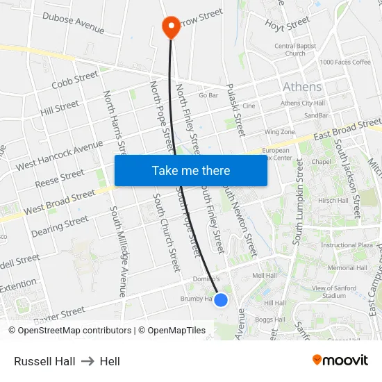 Russell Hall to Hell map