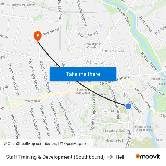 Staff Training & Development (Southbound) to Hell map