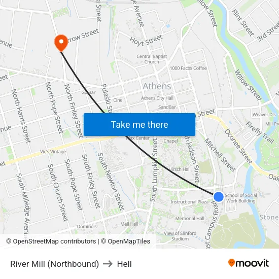 River Mill (Northbound) to Hell map