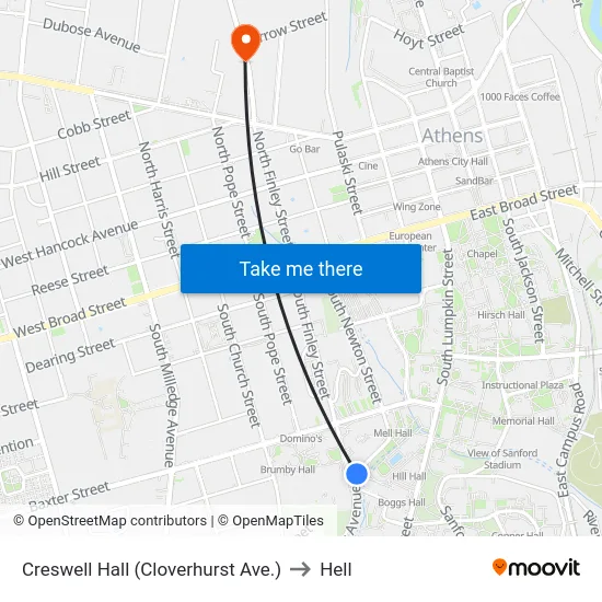 Creswell Hall (Cloverhurst Ave.) to Hell map