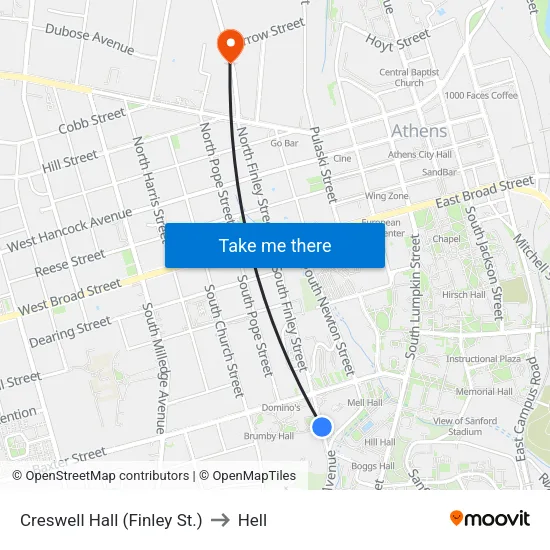 Creswell Hall (Finley St.) to Hell map