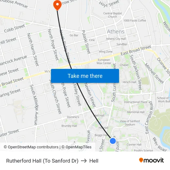 Rutherford Hall (To Sanford Dr) to Hell map