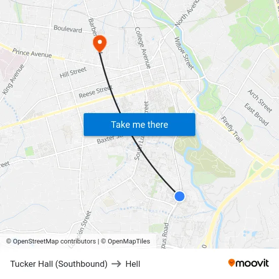 Tucker Hall (Southbound) to Hell map