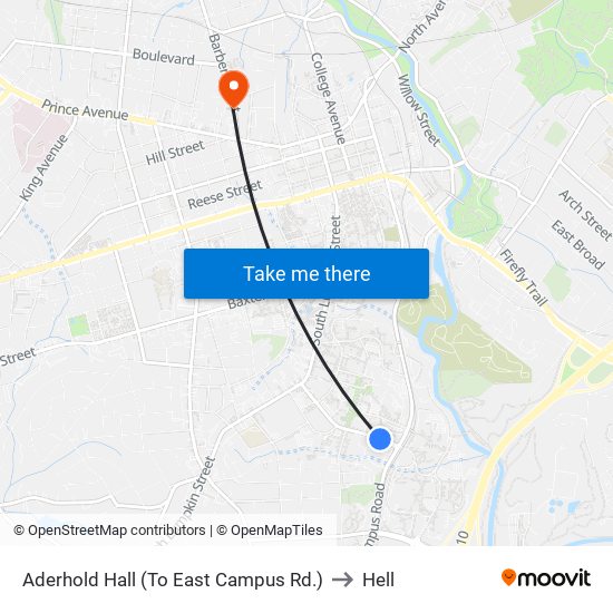 Aderhold Hall (To East Campus Rd.) to Hell map