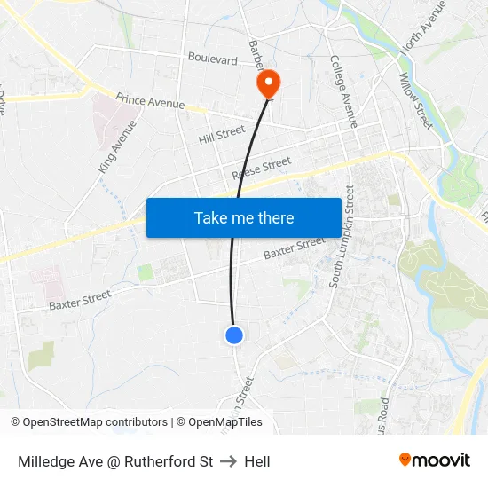 Milledge Ave @ Rutherford St to Hell map