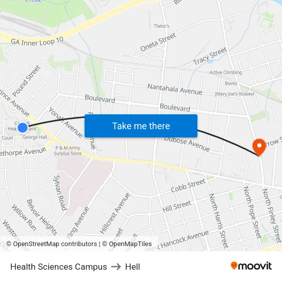 Health Sciences Campus to Hell map
