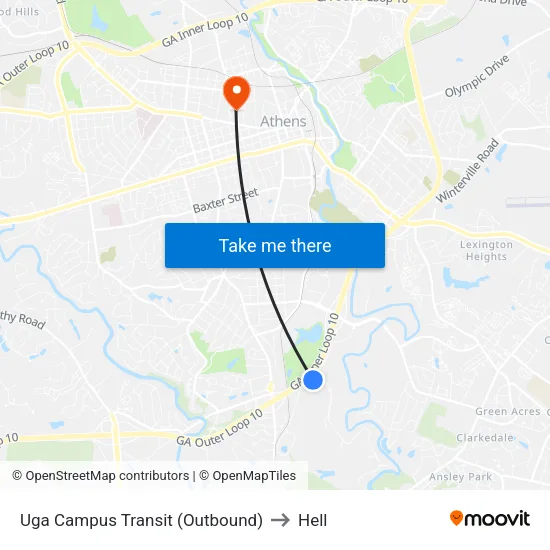 Uga Campus Transit (Outbound) to Hell map