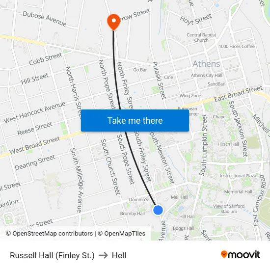 Russell Hall (Finley St.) to Hell map