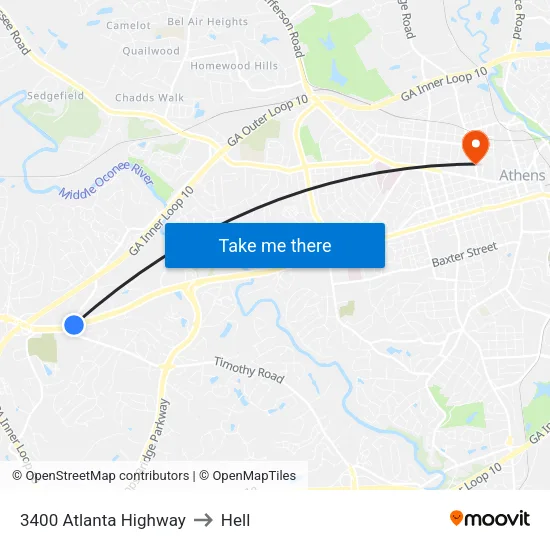 3400 Atlanta Highway to Hell map