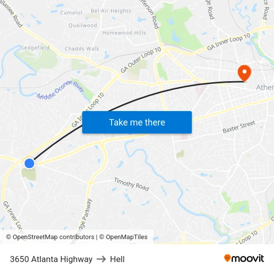 3650 Atlanta Highway to Hell map