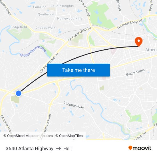 3640 Atlanta Highway to Hell map