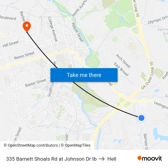 335 Barnett Shoals Rd at Johnson Dr Ib to Hell map