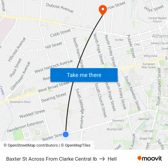Baxter St Across From Clarke Central Ib to Hell map