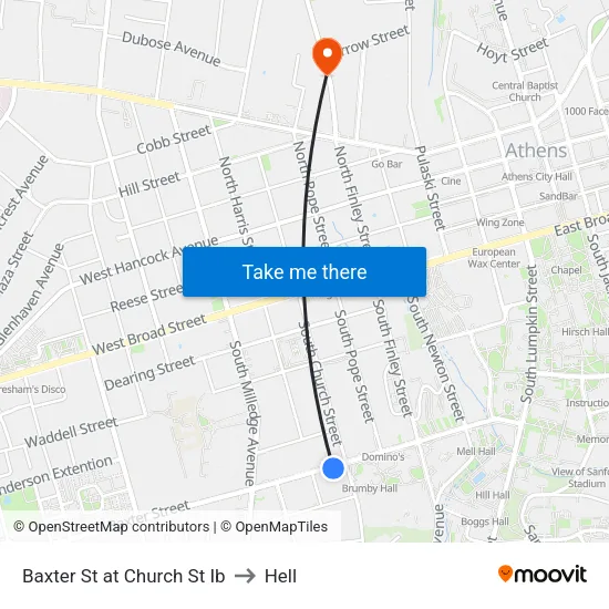 Baxter St at Church St Ib to Hell map