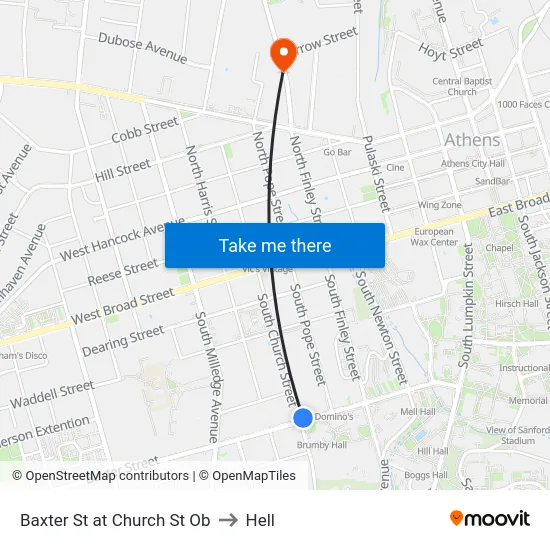 Baxter St at Church St Ob to Hell map