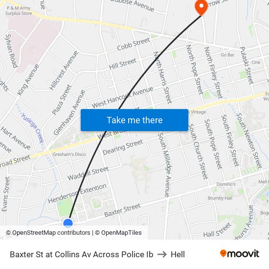 Baxter St at Collins Av Across Police Ib to Hell map