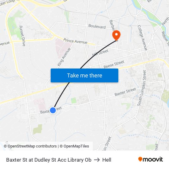 Baxter St at Dudley St Acc Library Ob to Hell map