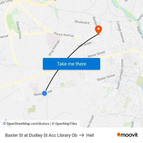 Baxter St at Dudley St Acc Library Ob to Hell map