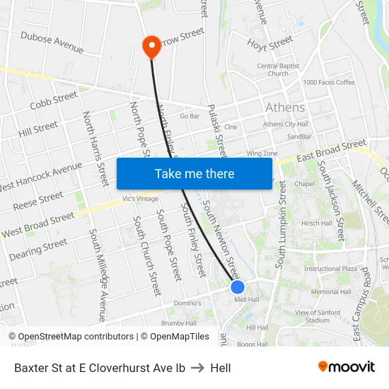 Baxter St at E Cloverhurst Ave Ib to Hell map
