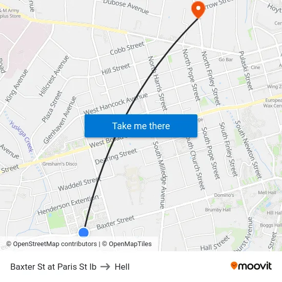 Baxter St at Paris St Ib to Hell map